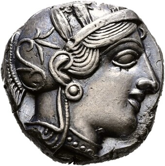 Athen (430 v. Chr.), Vorderseite Münze: Silber, Ø 24 mm, 17,09 g © Hamburger Kunsthalle Athen (430 v. Chr.), Vorderseite Münze: Silber, Ø 24 mm, 17,09 g © Hamburger Kunsthalle