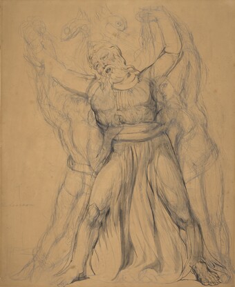 William Blake (1757–1827) Freie Fassung des Laokoon (Free Version of the Laocoön), um 1825 Feder in Grau über Graphit, Aquarell, 537 x 435 mm The Fitzwilliam Museum, Cambridge © The Fitzwilliam Museum, University of Cambridge