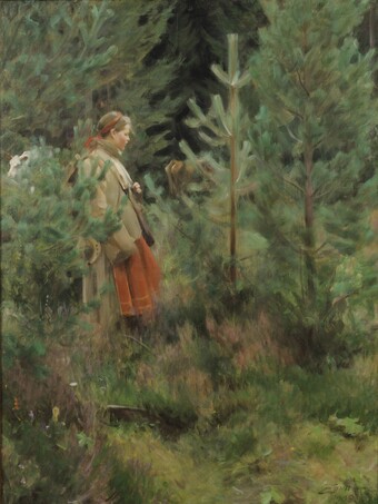 Anders Zorn (1860–1920), Hirtin, 1908, Öl auf Leinwand, 121 x 91,5 cm, Zornmuseet, Mora, © Zornmuseet, Mora Anders Zorn (1860–1920), Hirtin, 1908, Öl auf Leinwand, 121 x 91,5 cm, Zornmuseet, Mora, © Zornmuseet, Mora