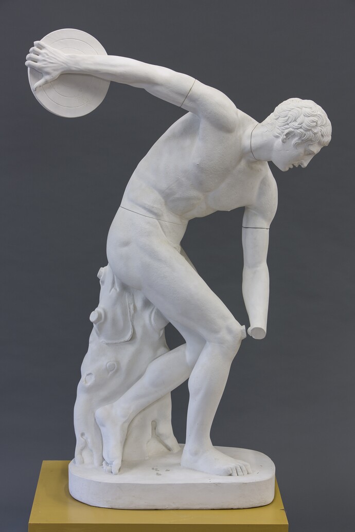  Anonym, Gipsabguss nach Diskobol des Myron, Original um 460 v. Chr., römische Kopie 117–138 n. Chr., 2. Hälfte 19. Jh., Universität Hamburg, Foto: UHH-RRZ-MCC-Mentz