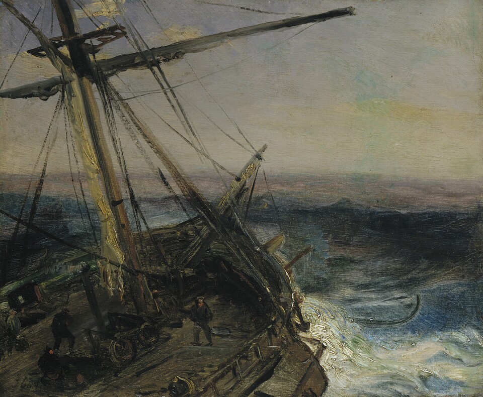 Jean Antoine Théodore Gudin (1802–1880) Segler im Sturm, 1837 Öl auf Papier (?) auf Holz, 31,8 x 38,9 cm © Hamburger Kunsthalle/bpk Foto: Elke Walford Jean Antoine Théodore Gudin (1802–1880) Segler im Sturm, 1837 Öl auf Papier (?) auf Holz, 31,8 x 38,9 cm © Hamburger Kunsthalle/bpk Foto: Elke Walford