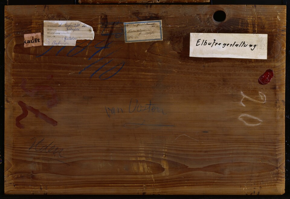 Isaac von der Oosten	Niederländische Landschaft	o. J.	Öl auf Kupferplatte	36 x 52,3 cm, Rückseite Isaac von der Oosten	Niederländische Landschaft	o. J.	Öl auf Kupferplatte	36 x 52,3 cm, Rückseite