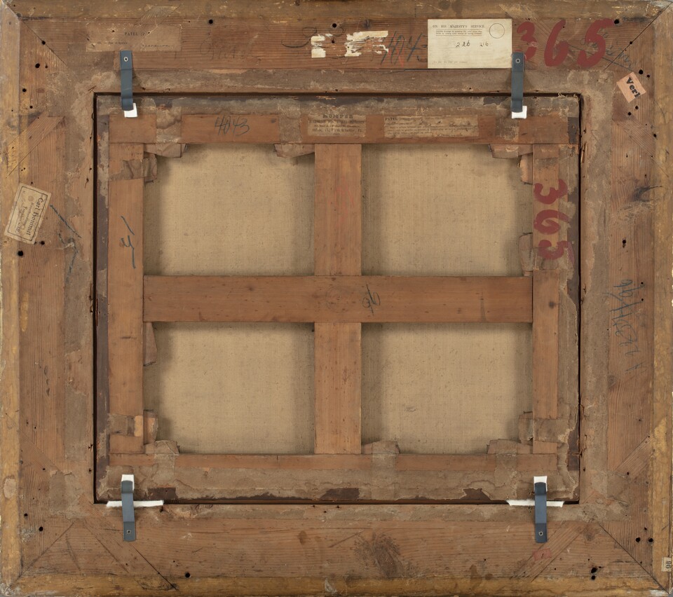 Pierre-Antoine Patel (1648 - 1708), Nymphe und Satyr / Landschaft mit allegorischer Darstellung, 2. Hälfte 17. Jh., 51 x 61,8 cm, Rückseite, © Hamburger Kunsthalle / bpk  Foto: Christoph Irrgang Pierre-Antoine Patel (1648 - 1708), Nymphe und Satyr / Landschaft mit allegorischer Darstellung, 2. Hälfte 17. Jh., 51 x 61,8 cm, Rückseite, © Hamburger Kunsthalle / bpk  Foto: Christoph Irrgang