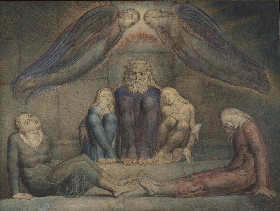 William Blake (1757–1827), Ugolino und seine Söhne im Gefängnis (Ugolino and his Sons in prison), 1826, Tempera-Malerei, 33 x 44 cm, The Fitzwilliam Museum, Cambridge © The Fitzwilliam Museum, University of Cambridge William Blake (1757–1827), Ugolino und seine Söhne im Gefängnis (Ugolino and his Sons in prison), 1826, Tempera-Malerei, 33 x 44 cm, The Fitzwilliam Museum, Cambridge © The Fitzwilliam Museum, University of Cambridge