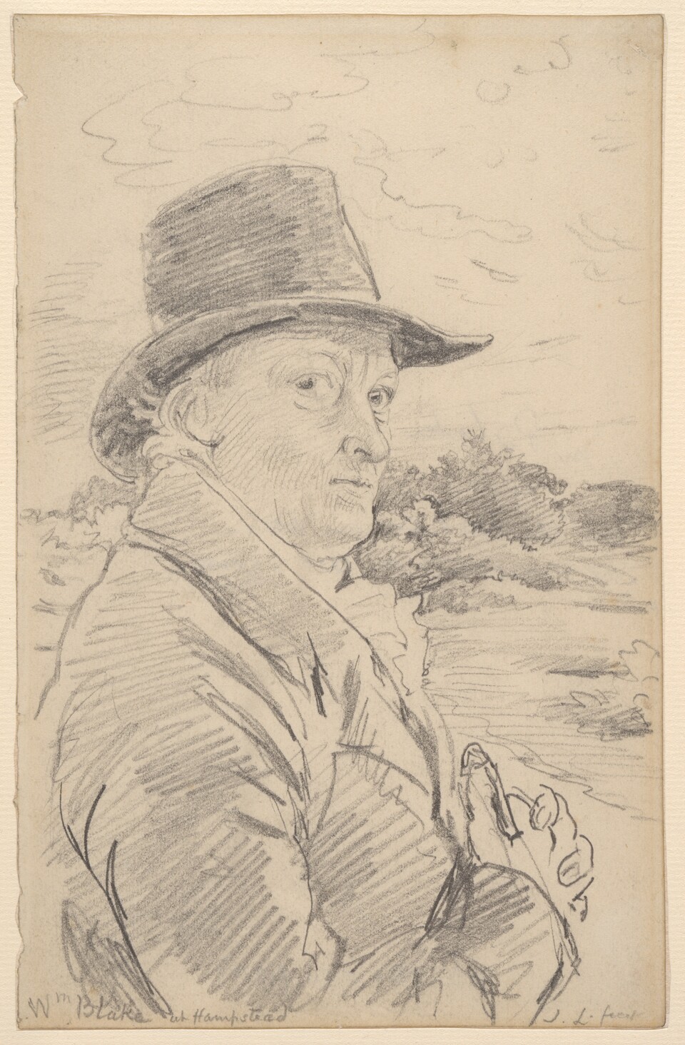 John Linnell (1792–1882), Porträt William Blakes in Hampstead (Portrait of William Blake at Hampstead), ca. 1820 Graphit, 17,9 x 11,5 cm, The Fitzwilliam Museum, Cambridge © The Fitzwilliam Museum, University of Cambridge John Linnell (1792–1882), Porträt William Blakes in Hampstead (Portrait of William Blake at Hampstead), ca. 1820 Graphit, 17,9 x 11,5 cm, The Fitzwilliam Museum, Cambridge © The Fitzwilliam Museum, University of Cambridge