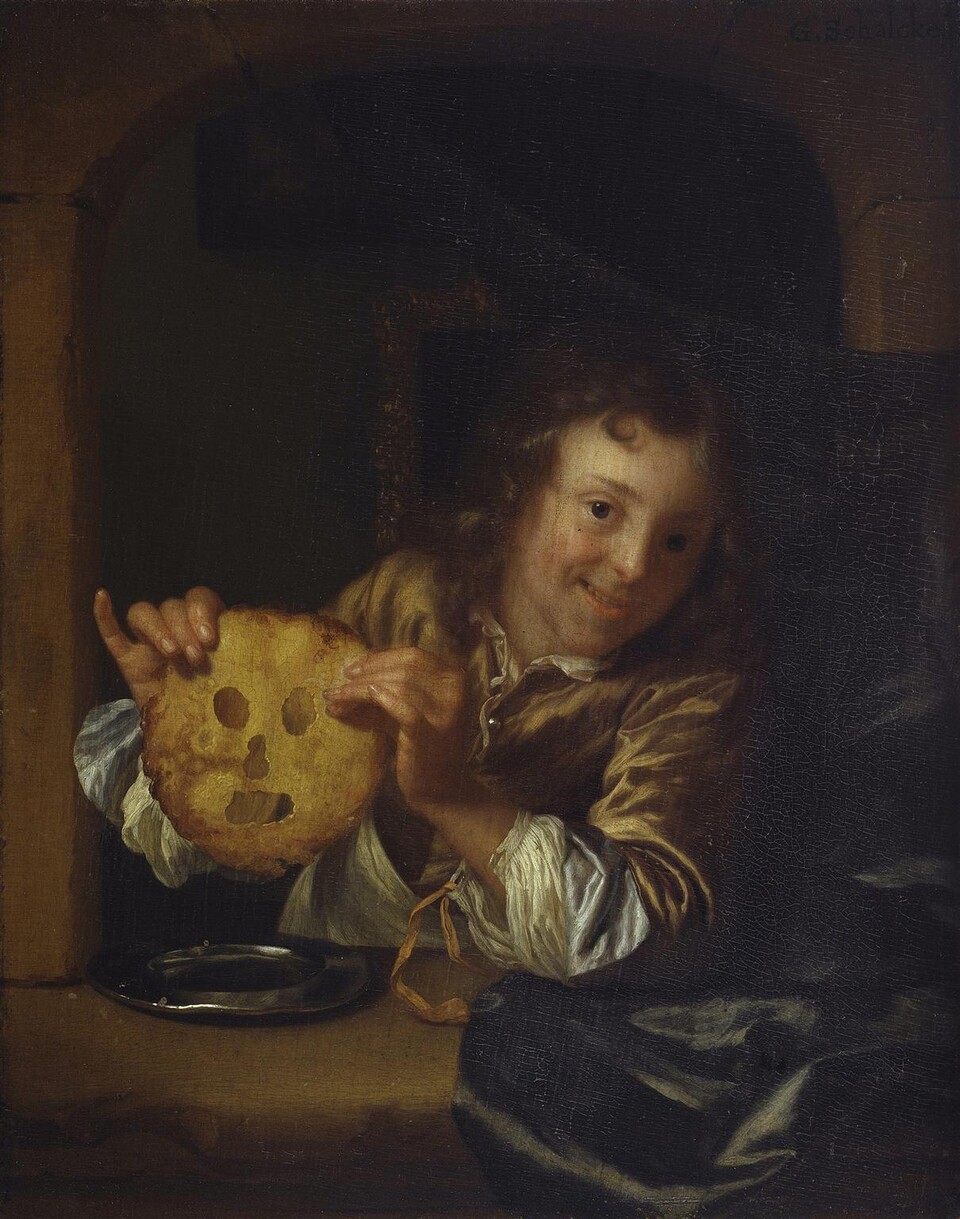 Godfried Schalcken (1643 - 1706) Junge mit Pfannkuchenmaske, 1670/1680 Öl auf Eichenholz 19,8cm x 15,7cm © Hamburger Kunsthalle / bpk Foto: Elke Walford Godfried Schalcken (1643 - 1706) Junge mit Pfannkuchenmaske, 1670/1680 Öl auf Eichenholz 19,8cm x 15,7cm © Hamburger Kunsthalle / bpk Foto: Elke Walford