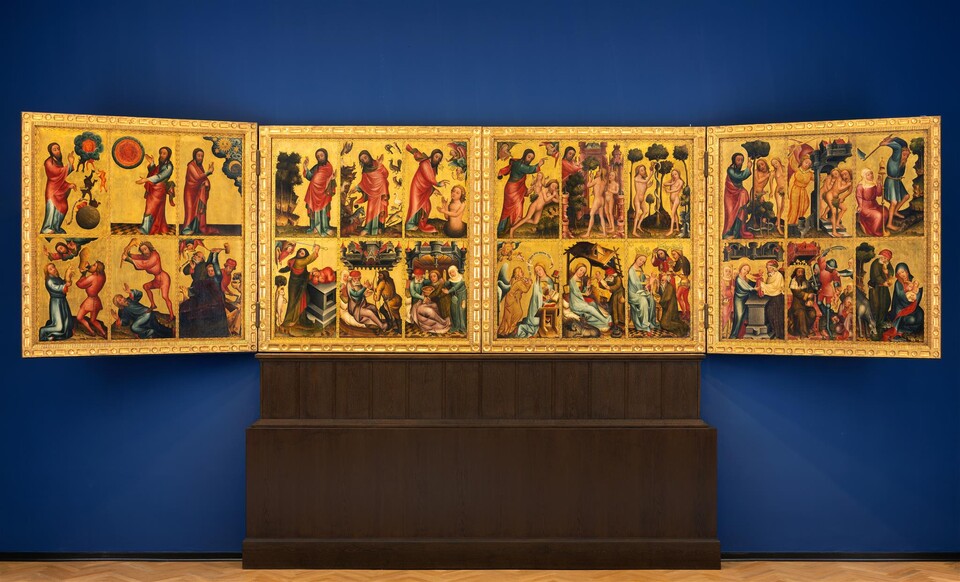 Bertram von Minden (um 1345 - 1414/15) Retabel des ehemaligen Hochaltars der Petrikirche in Hamburg (Grabower Altar), 1379/83 Ölhaltiges Bindemittel auf Eichenholz 80 cm x 51 cm © Hamburger Kunsthalle / bpk Foto: Elke Walford Bertram von Minden (um 1345 - 1414/15) Retabel des ehemaligen Hochaltars der Petrikirche in Hamburg (Grabower Altar), 1379/83 Ölhaltiges Bindemittel auf Eichenholz 80 cm x 51 cm © Hamburger Kunsthalle / bpk Foto: Elke Walford