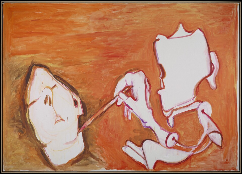 Maria Lassnig (1919-2014) Vom Tode gezeichnet, 2011 Öl auf Leinwand, 150 x 210 cm Köln, Museum Ludwig © Maria Lassnig Stiftung / VG Bild-Kunst, Bonn 2026 Historisches Archiv der Stadt Köln mit Rheinischem Bildarchiv, Sabrina Walz, (rba_d039370_01) Maria Lassnig (1919-2014) Vom Tode gezeichnet, 2011 Öl auf Leinwand, 150 x 210 cm Köln, Museum Ludwig © Maria Lassnig Stiftung / VG Bild-Kunst, Bonn 2026 Historisches Archiv der Stadt Köln mit Rheinischem Bildarchiv, Sabrina Walz, (rba_d039370_01)