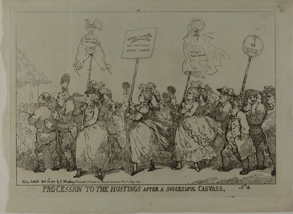 Thomas Rowlandson (1757–1827) Procession to the Hustings after a Successful Canvass, 1784, Privatsammlung, Hamburg © Foto: Petra Dwenger