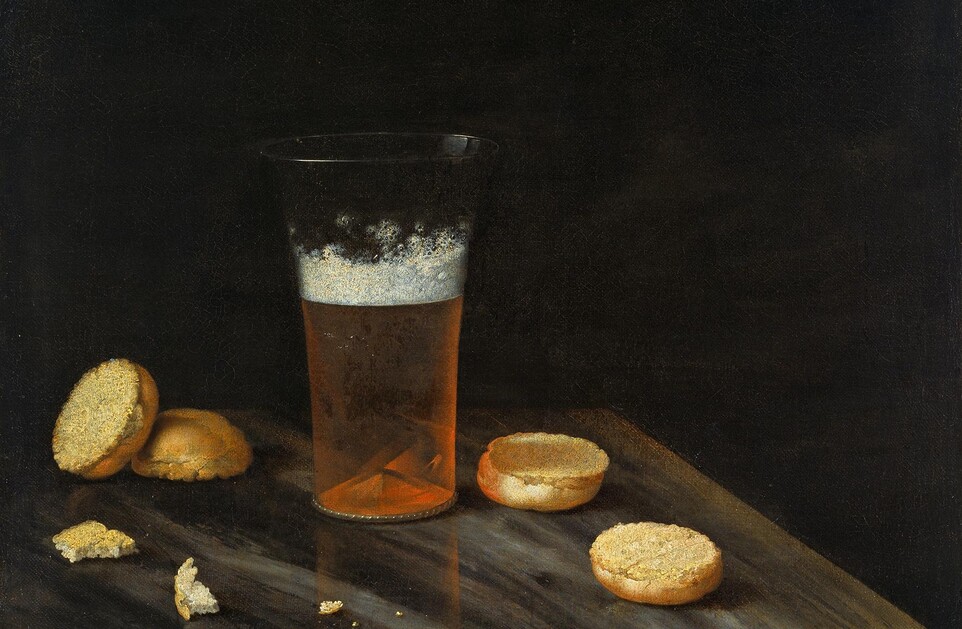 Johann Georg Hinz (1630/31 - 1688) Stillleben mit Bierglas und Brötchen, 1665 © Hamburger Kunsthalle / bpk Foto: Elke Walford