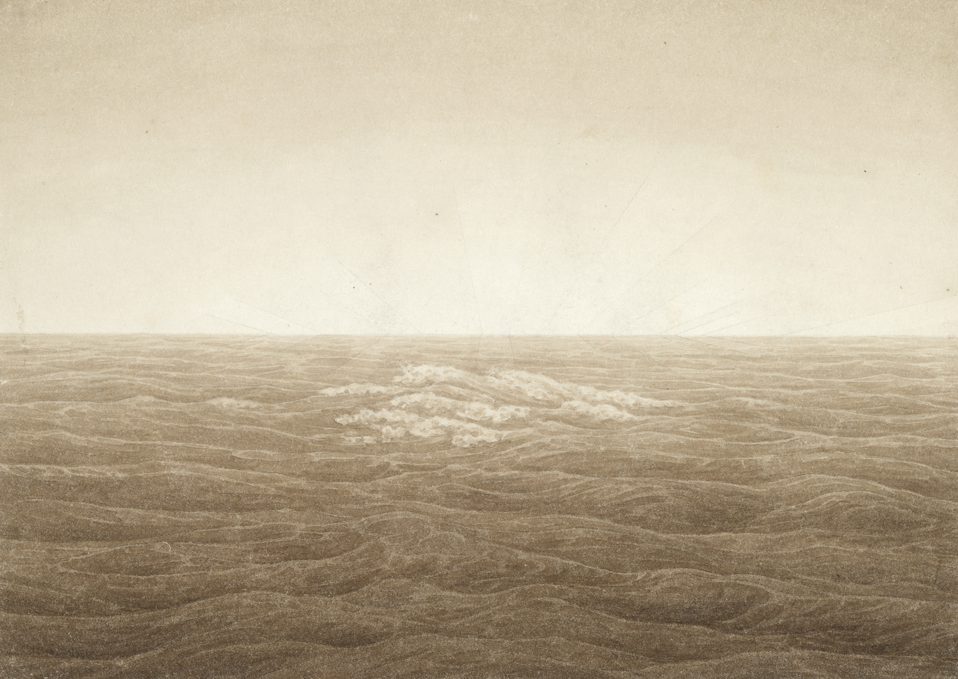 Caspar David Friedrich (1774-1840), Die sieben Sepiazeichnungen der Lebensalter, Meer mit aufgehender Sonne –  Schöpfungsmorgen (Die Lebensalter, Blatt 1), um 1826, © Hamburger Kunsthalle/bpk, Foto: Christoph Irrgang 