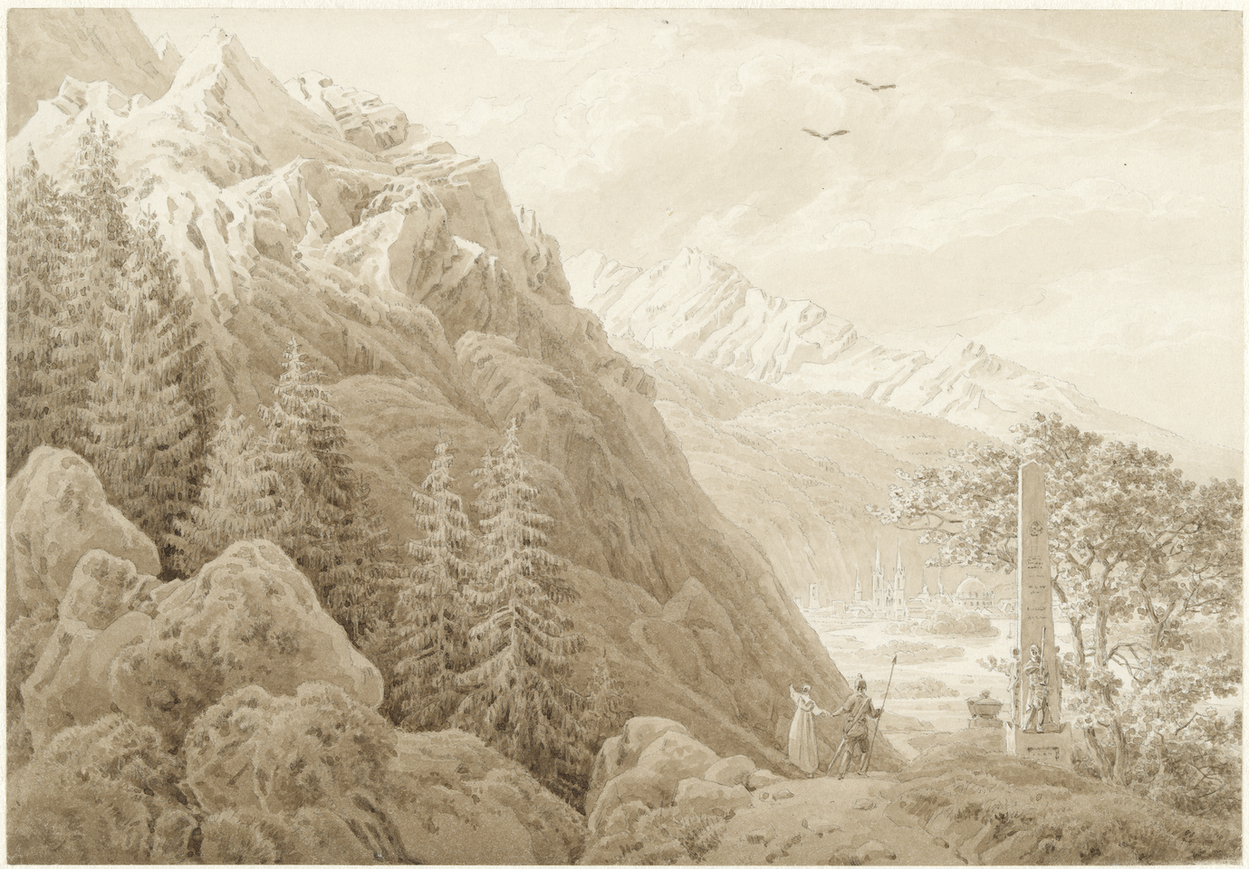 Caspar David Friedrich (1774-1840), Die sieben Sepiazeichnungen der Lebensalter, Herbst (Die Lebensalter Blatt 4), Autumn, um 1826, © Hamburger Kunsthalle/bpk, Foto: Christoph Irrgang