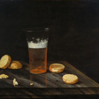 Johann Georg Hinz (1630/31 - 1688) Stillleben mit Bierglas und Brötchen, 1665 © Hamburger Kunsthalle / bpk Foto: Elke Walford