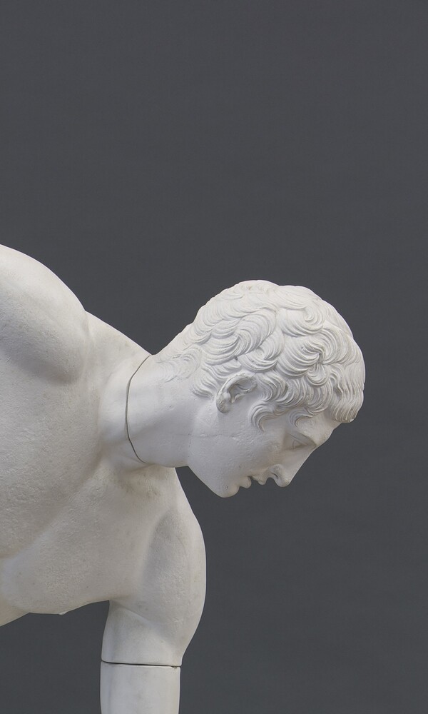 Anonym, Gipsabguss nach Diskobol des Myron, Original um 460 v. Chr., römische Kopie 117–138 n. Chr., 2. Hälfte 19. Jh., Universität Hamburg, Detail, Foto: UHH-RRZ-MCC-Mentz